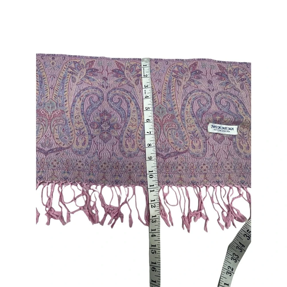 Pashmina‎ Scarf Light Pink Fringe Lavender Blue Paisley Design Soft Rectangle